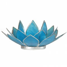 Svijećnjak lotus: plavi sa srebrnim okvirom (5. čakra), 13,5cm